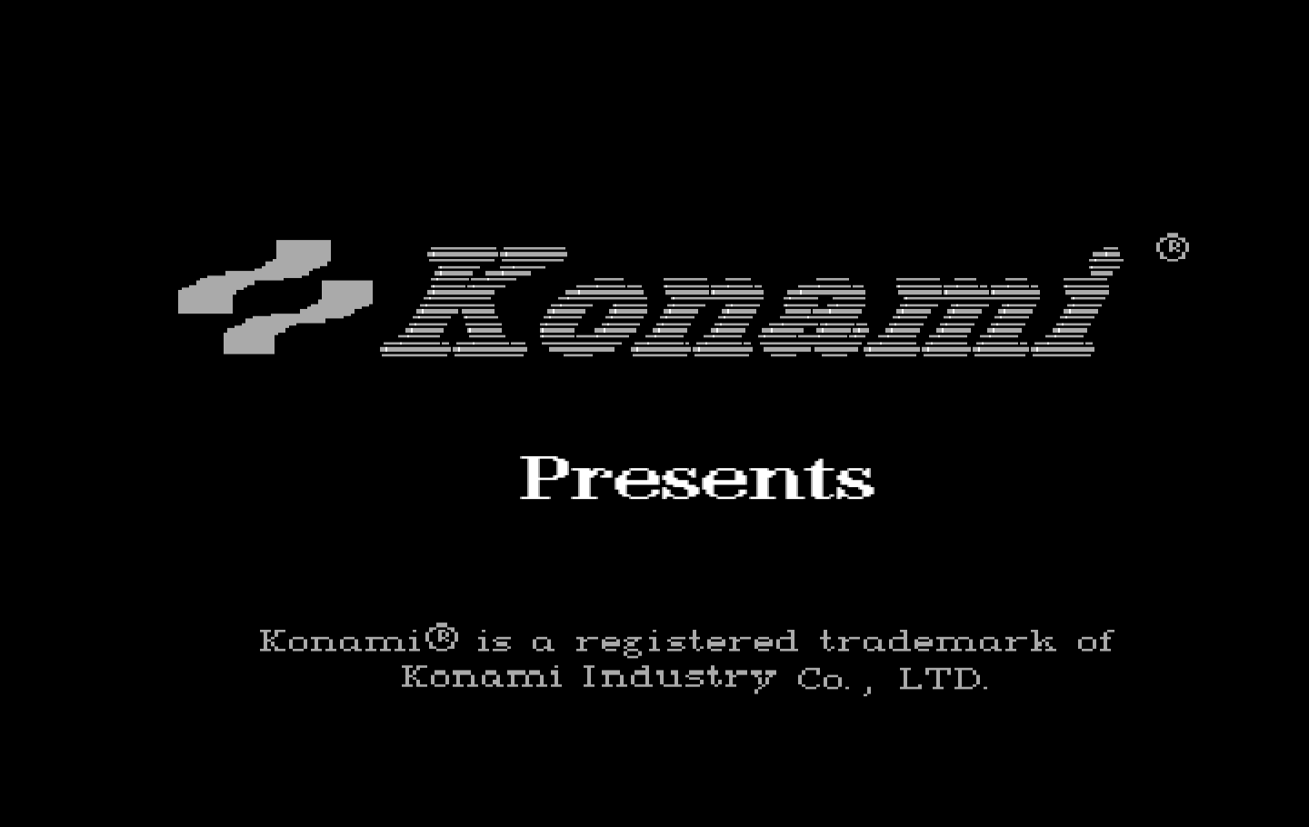Boot Camp IBM PC/Compatibles Screenshot: Konami logo screen.