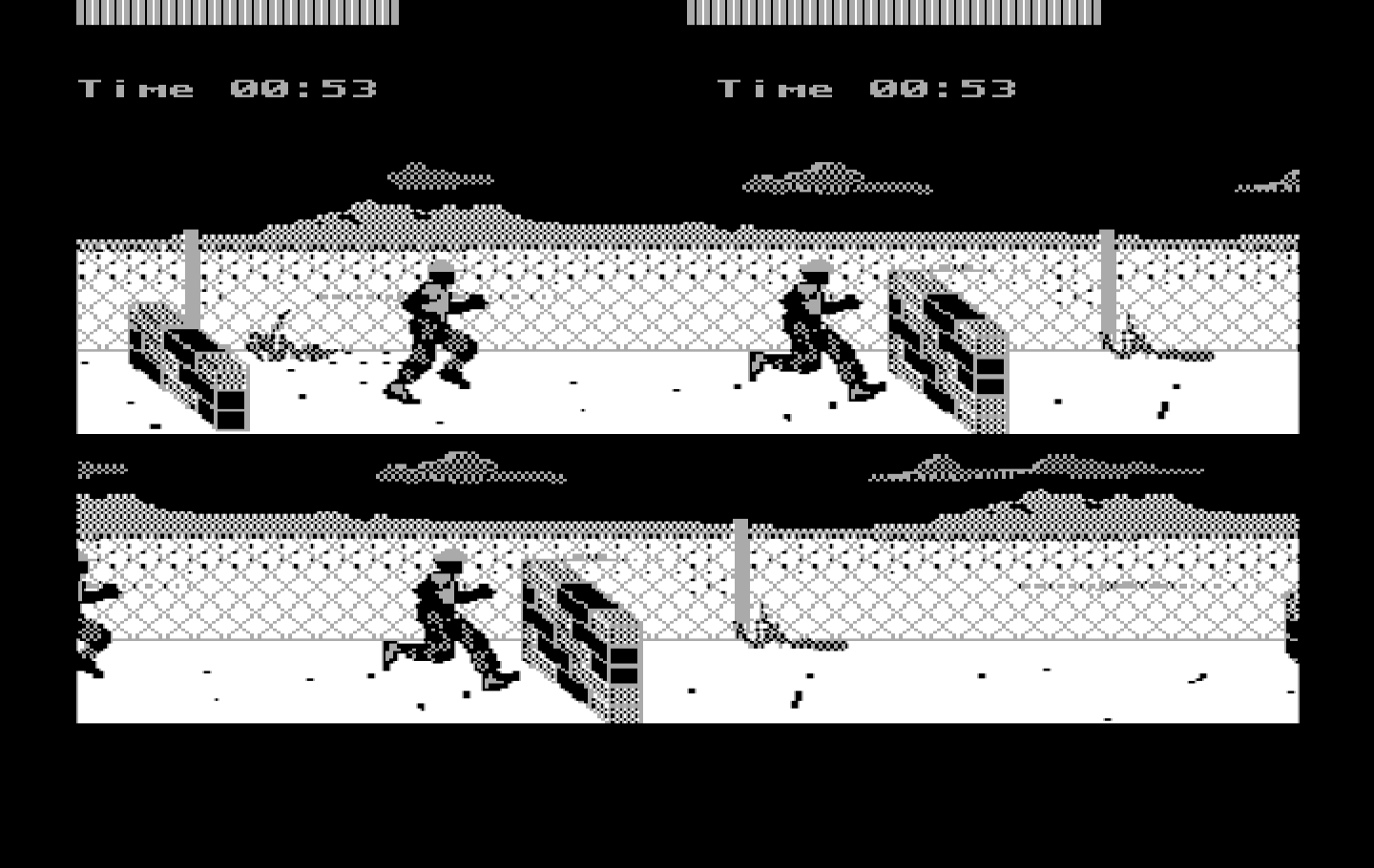 Boot Camp IBM PC/Compatibles Screenshot: Jump and climb over the obstacles.