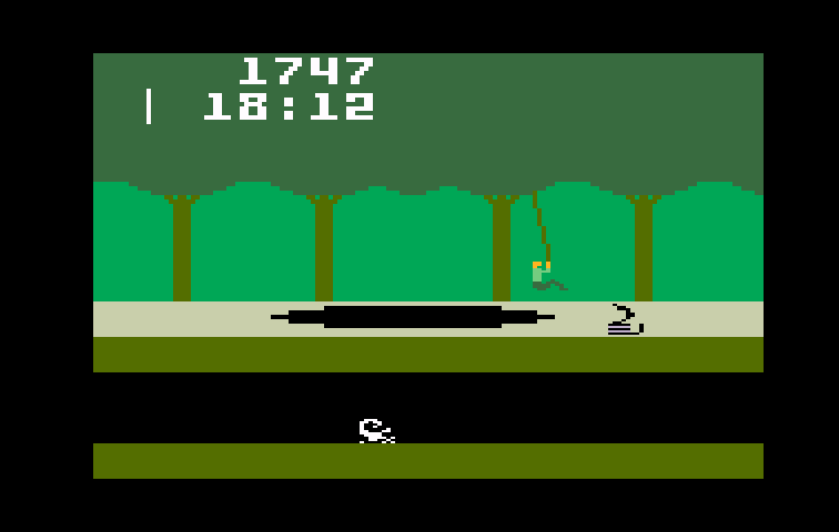 Pitfall! Intellivision Screenshot: That rattlesnake looks dangerous!