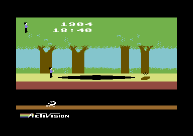 Pitfall! Commodore 64 Screenshot: Found a bar of gold!