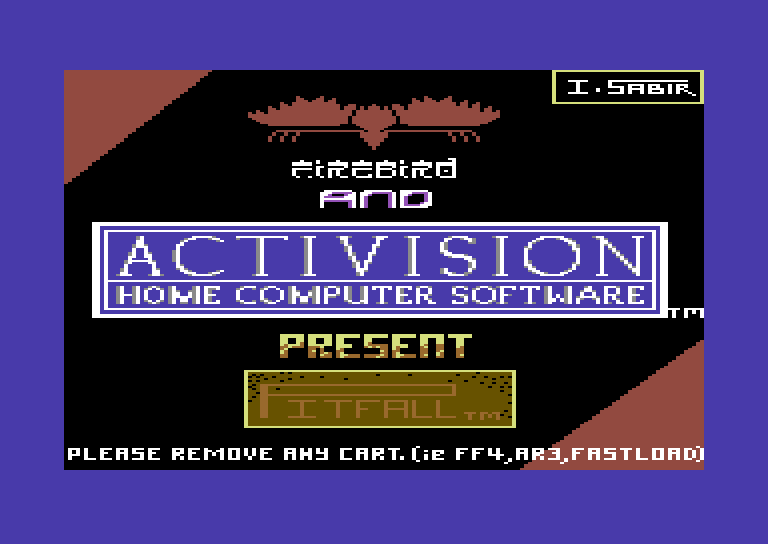 Pitfall! Commodore 64 Screenshot: Loading screen (Cassette version).