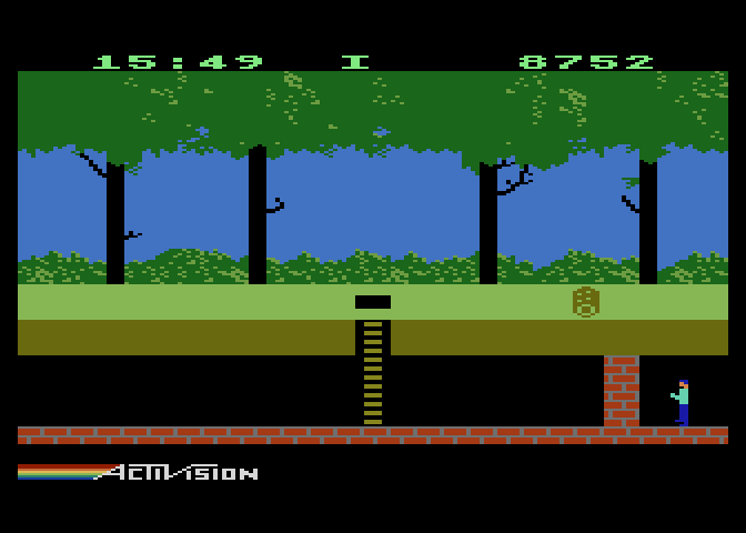 Pitfall! Atari 5200 Screenshot: Oh no, it's a dead end! I'll need to head back the way I came...