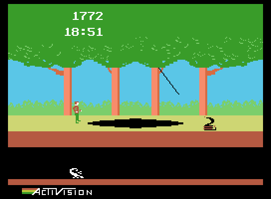 Pitfall! ColecoVision Screenshot: Watch out for snakes!