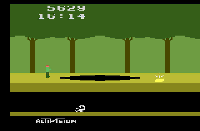 Pitfall! Atari 2600 Screenshot: Ah, some treasure!