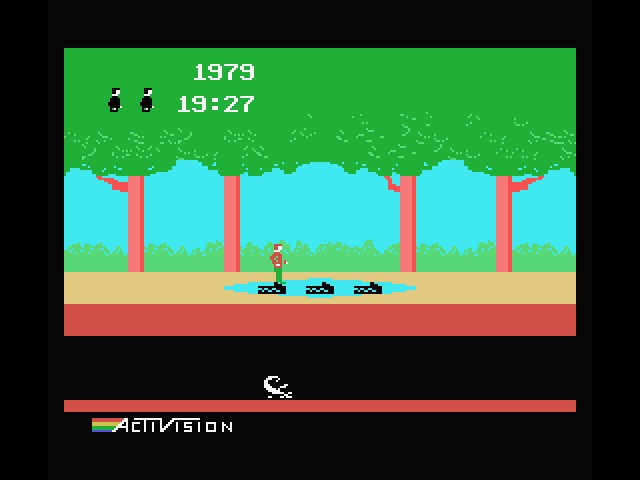 Pitfall! MSX Screenshot: Be careful when crossing crocodile infested ponds!
