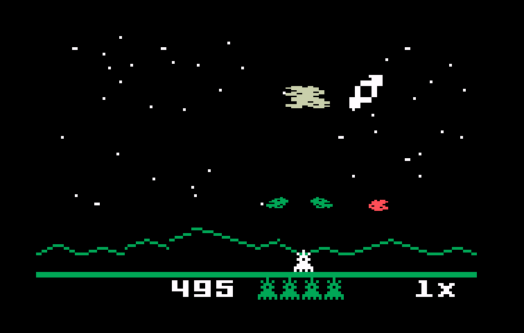 Astrosmash Intellivision Screenshot: Shoot meteors before they pass you to earn points.