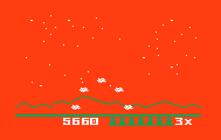 Astrosmash Intellivision Screenshot: I've been hit!