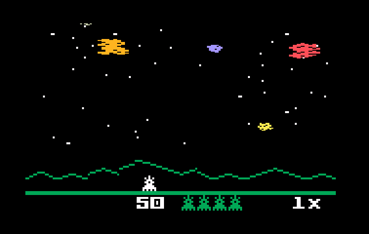 Astrosmash Intellivision Screenshot: Game start.