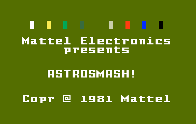 Astrosmash Intellivision Screenshot: Title screen.
