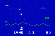 Astrosmash for Mattel Aquarius - On to the second level; the screen turns blue!