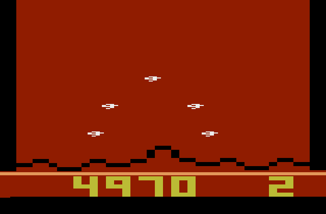 Astrosmash Atari 2600 Screenshot: Crash! I'm hit again...