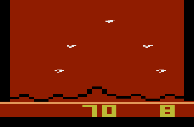 Astrosmash Atari 2600 Screenshot: I've been hit!