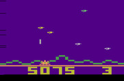 Astrosmash for Atari 2600 - Small rocks are harder to hit, but they award (or deduct!) more points.