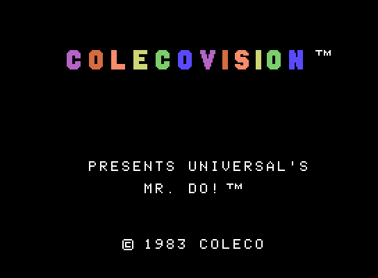 Mr. Do! ColecoVision Screenshot: Title screen.