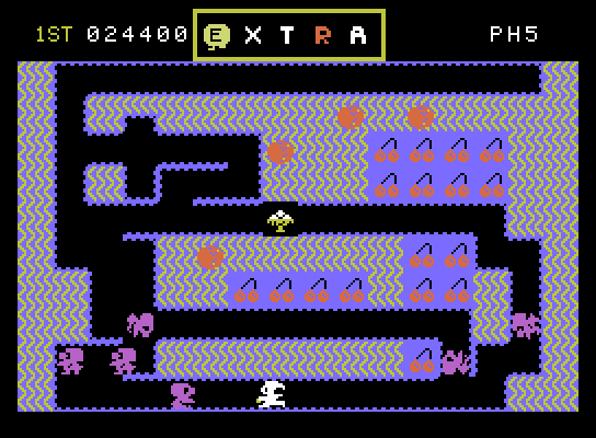 Mr. Do! ColecoVision Screenshot: Uh oh, better run fast!