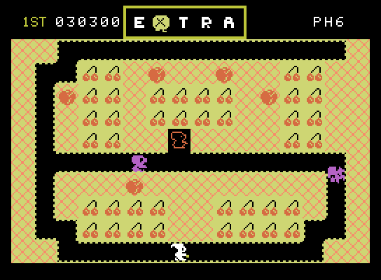 Mr. Do! ColecoVision Screenshot: Each level has a different layout.