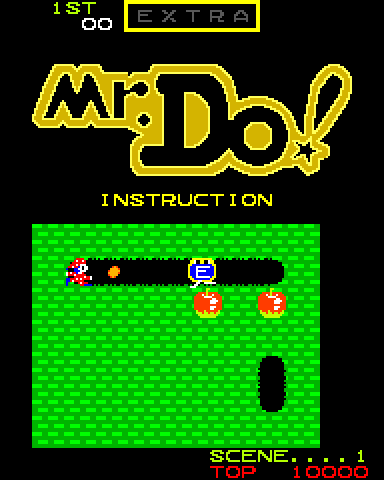 Mr. Do! Arcade Screenshot: Game attract mode.