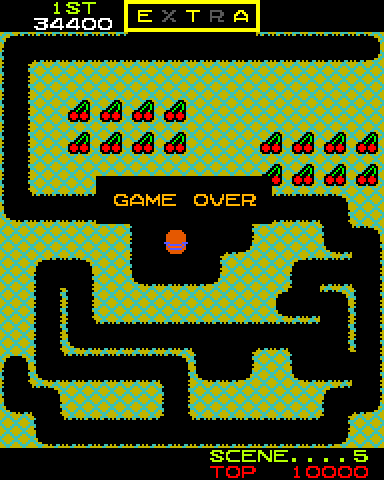 Mr. Do! Arcade Screenshot: Game over.