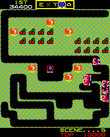 Mr. Do! Arcade Screenshot: Uh oh, I'm trapped!