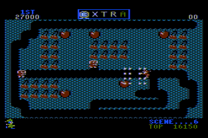 Mr. Do! Atari 8-bit Screenshot: Destroyed an opponent...