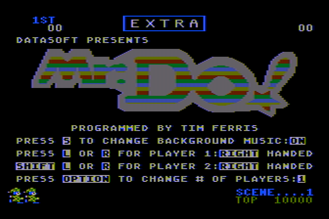 Mr. Do! Atari 8-bit Screenshot: Title screen.
