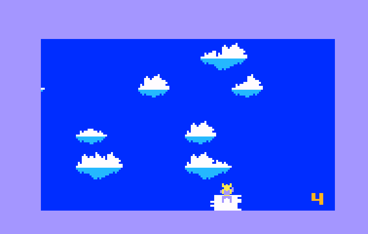 Ice Trek Intellivision Screenshot: The goal is now to cross this icy river...