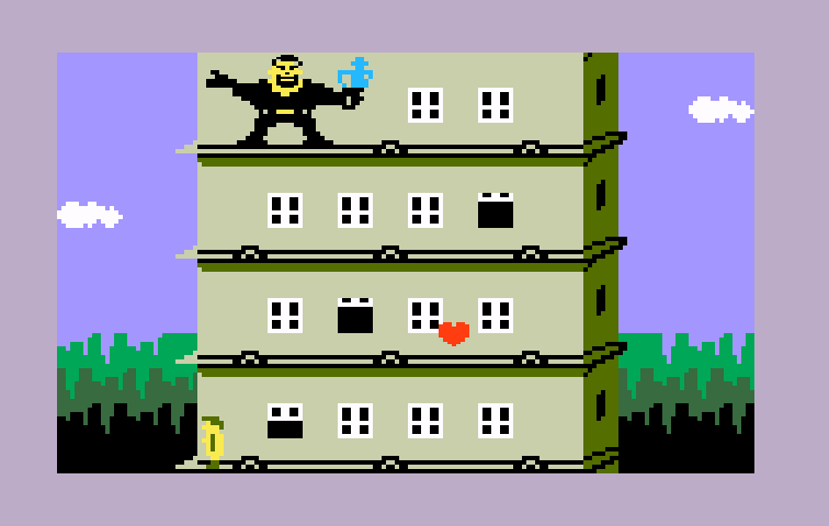Beauty & the Beast Intellivision Screenshot: The building gets narrower as you climb higer...