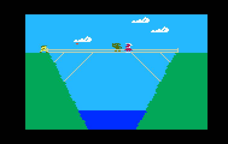 Tropical Trouble Intellivision Screenshot: The final scene takes place on this bridge.