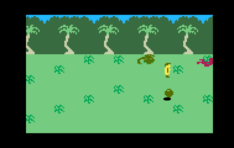 Tropical Trouble Intellivision Screenshot: Running through the jungle.