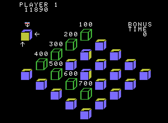Q*bert's Qubes ColecoVision Screenshot: Earn bonus points on the bonus round.