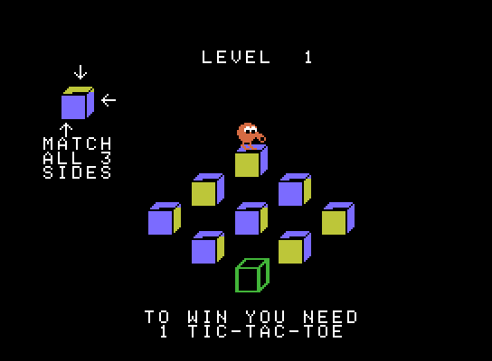 Q*bert's Qubes ColecoVision Screenshot: Game start.