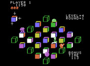 Q*bert's Qubes for ColecoVision - The purple ball hatches into the rat, so be sure to avoid it!