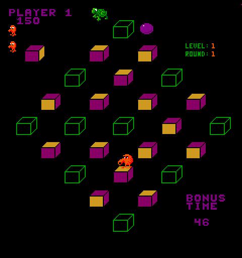 Q*bert's Qubes Arcade Screenshot: Game start.