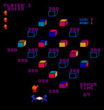 Q*bert's Qubes for Arcade - Round complete, bonus points!