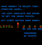 Q*bert's Qubes for Arcade - Game start; select a difficulty level!