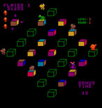 Q*bert's Qubes for Arcade - Enemies of all varieties become more numerous as the game progresses...
