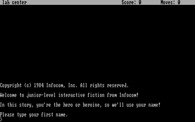 Seastalker IBM PC/Compatibles Screenshot: Starting the game; your name, please?