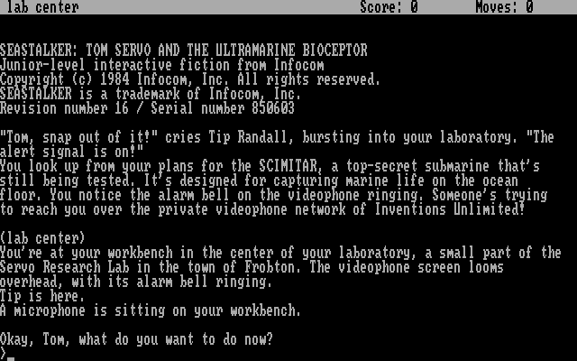 Seastalker IBM PC/Compatibles Screenshot: Game start.