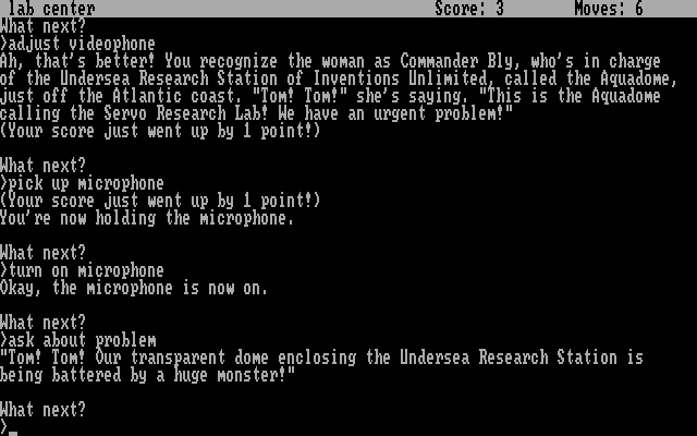 Seastalker IBM PC/Compatibles Screenshot: We seem to have a problem here!