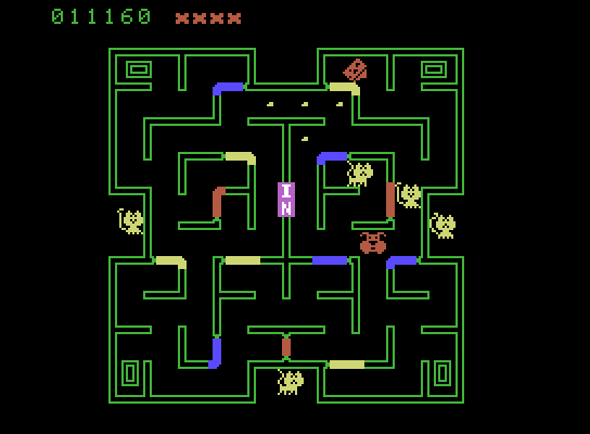 Mouse Trap ColecoVision Screenshot: In dog form you can eat the cats...