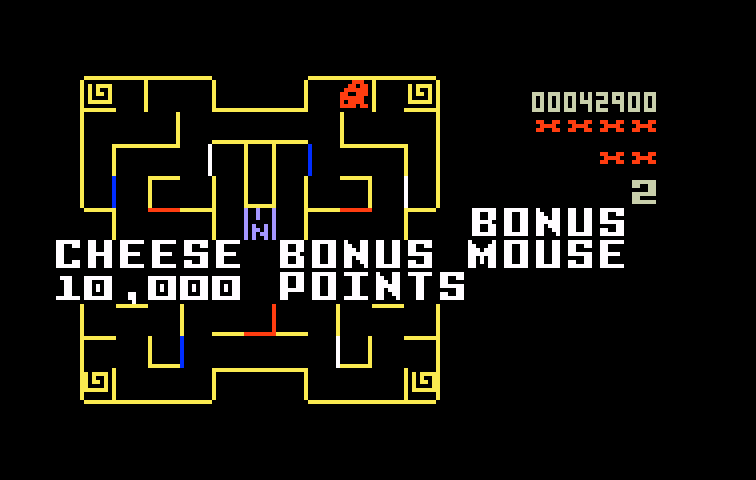 Mouse Trap Intellivision Screenshot: I earned a bonus mouse.