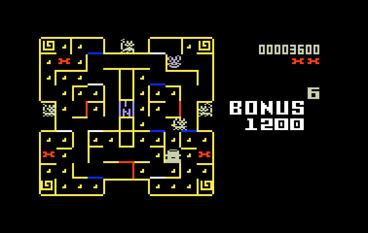Mouse Trap Intellivision Screenshot: Earned some bonus points...
