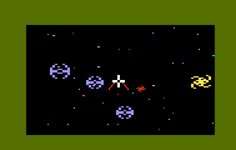 Space Spartans Intellivision Screenshot: Three enemies at once!