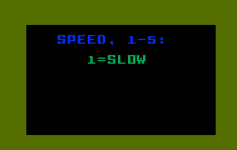 Space Spartans Intellivision Screenshot: Select a game speed.