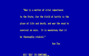 Main Battle Tank: Middle East for IBM PC/Compatibles - Game introduction with a quote from Sun Tzu.