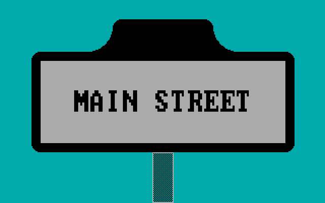 Signplay IBM PC/Compatibles Screenshot: Viewing signs...here's Main Street...