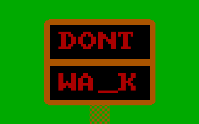 Signplay IBM PC/Compatibles Screenshot: Don't Walk sign...fill in the missing letter.