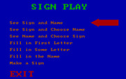 Signplay for IBM PC/Compatibles - The main menu.