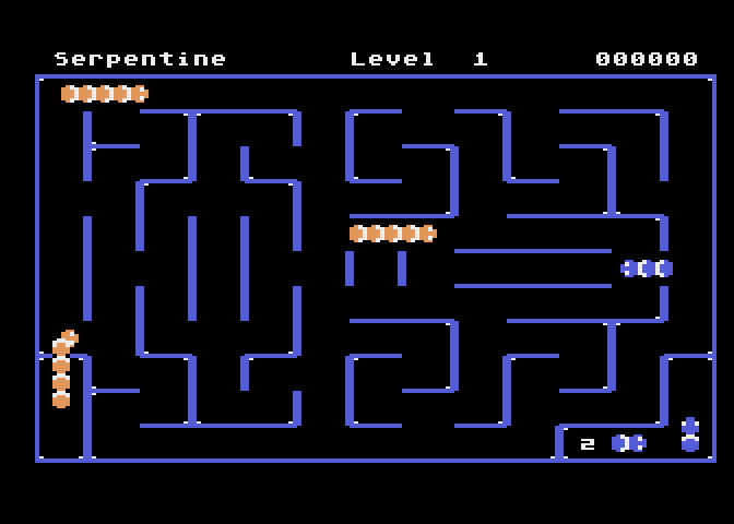 Serpentine Atari 8-bit Screenshot: Game start.