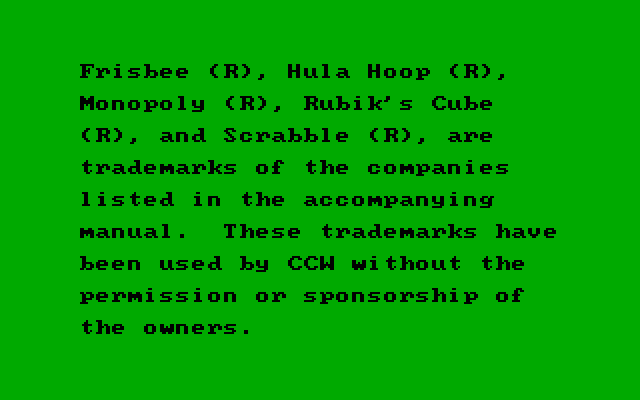 Timebound IBM PC/Compatibles Screenshot: Trademark screen.
